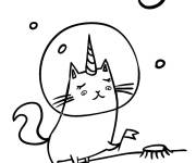 Coloriage Chat licorne astronaute