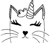 Coloriage Chat licorne aux longs cils