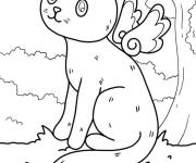 Coloriage Chat licorne avec des ailes