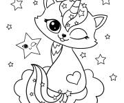 Coloriage Chat licorne clin d'&oelig;il