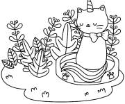 Coloriage Chat licorne dans la nature
