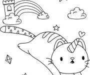 Coloriage Chat licorne dans le monde magique