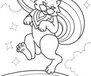Coloriage Chat licorne en dansant