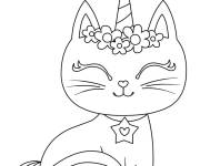 Coloriage chat licorne en fermant les yeux