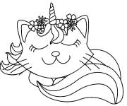 Coloriage Chat licorne endormi