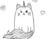 Coloriage Chat licorne entre les diamonds et les &eacute;toiles