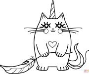 Coloriage Chat licorne fantastique