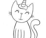 Coloriage Chat licorne joyeuse