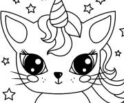 Coloriage Chat licorne Kawaii