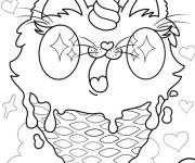 Coloriage Chat licorne kawaii avec le cornet de glace