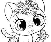 Coloriage Chat licorne kawaii magique
