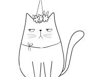 Coloriage Chat licorne m&eacute;content