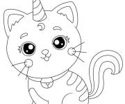 Coloriage Chat licorne mignon en couleur