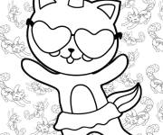 Coloriage Chat licorne portant des lunettes