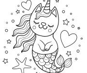 Coloriage chat licorne sir&egrave;ne pour enfant