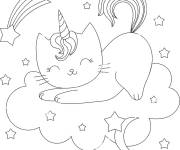 Coloriage Chat licorne souriante