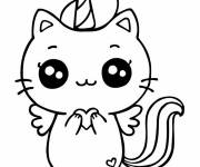 Coloriage et dessins gratuit Emoji chat licorne kawaii à imprimer