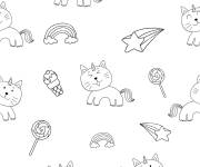 Coloriage Illustration chat licorne pour les enfants