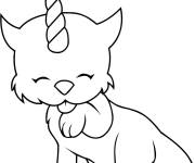 Coloriage et dessins gratuit Lavage de chat de licorne à imprimer