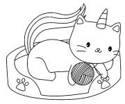 Coloriage et dessins gratuit Le chat licorne en jouant à imprimer