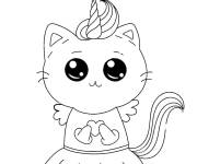 Coloriage Le chat licorne magique en robe