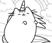 Coloriage Pusheen mignon chat licorne