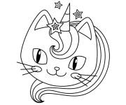 Coloriage Visage de beau chat licorne