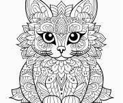 Coloriage et dessins gratuit Adorable chat sacr&eacute; de Birmanie en mandala à imprimer