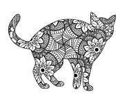 Coloriage Adulte animaux chat mandala