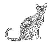 Coloriage Adulte Chat Mandala