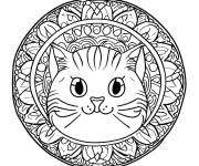 Coloriage Animaux chat mandala ce1