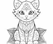 Coloriage et dessins gratuit Charmant Mandala Chat Chartreux à imprimer