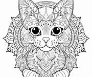 Coloriage et dessins gratuit Chat &agrave; poil court en mandala complexe à imprimer