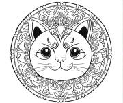 Coloriage Chat adorable en mandala