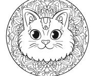 Coloriage Chat avec des gros yeux en mandala