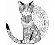 Coloriage Chat avec un joli queue en mandala
