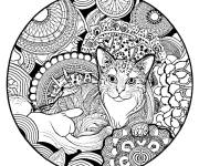 Coloriage chat charmant en mandala
