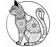 Coloriage Chat de mandala coloriable pour adulte