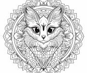 Coloriage Chat de race en mandala