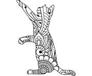 Coloriage Chat jouant en Mandala