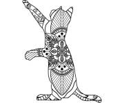 Coloriage Chat levant sa patte en mandala