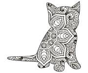Coloriage Chat Mandala &agrave; colorier