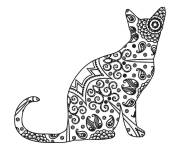 Coloriage Chat Mandala adulte &agrave; imprimer