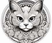 Coloriage Chat mandala au mandala cercle