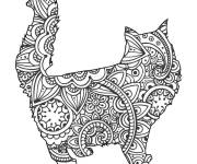 Coloriage Chat Mandala complexe