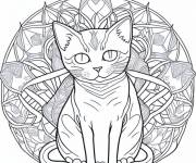Coloriage et dessins gratuit Chat mandala dessin gratuit à imprimer