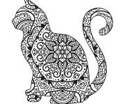 Coloriage Chat Mandala difficile