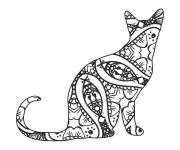 Coloriage Chat Mandala difficile cp