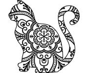 Coloriage Chat Mandala difficile en ligne