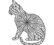 Coloriage Chat Mandala en couleurs